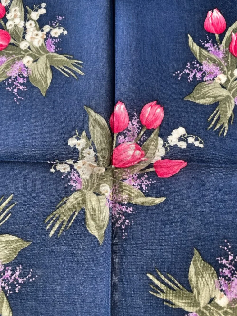 Vintage Christian Dior Floral Cotton Scarf Tulip Print